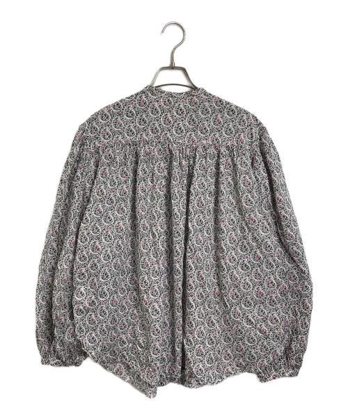 ISABEL MARANT ETOILE（イザベルマランエトワール）ISABEL MARANT ETOILE (イザベルマランエトワール) スタンドカラーギャザーブラウス ホワイト×ブラック サイズ:38の古着・服飾アイテム