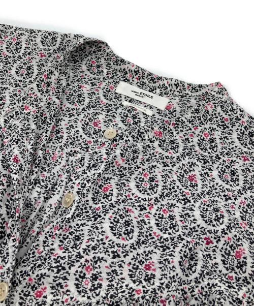ISABEL MARANT ETOILE（イザベルマランエトワール）ISABEL MARANT ETOILE (イザベルマランエトワール) スタンドカラーギャザーブラウス ホワイト×ブラック サイズ:38の古着・服飾アイテム