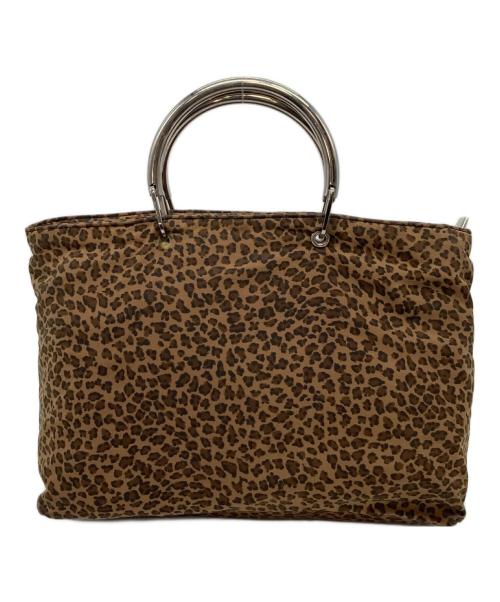 BOTTEGA VENETA（ボッテガベネタ）BOTTEGA VENETA (ボッテガベネタ) メタルハンドル レオパードミニ ハンドバッグ ブラウン サイズ:実寸参照の古着・服飾アイテム