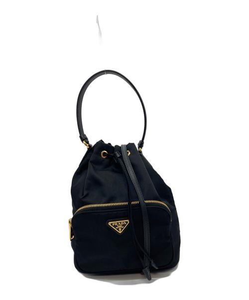 PRADA（プラダ）PRADA (プラダ) デュエット RE-NYLON バケットバッグ/巾着ショルダーバッグ ブラック サイズ:実寸参照の古着・服飾アイテム