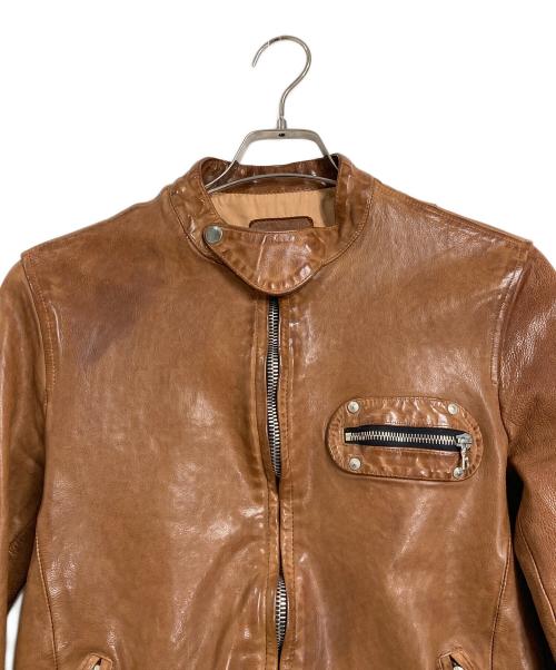 ISAMU KATAYAMA BACKLASH（イサムカタヤマ・バックラッシュ）ISAMU KATAYAMA BACKLASH (イサムカタヤマ・バックラッシュ) ドイツカーフ製品染めシングルライダースジャケット　日本 ブラウン サイズ:2の古着・服飾アイテム