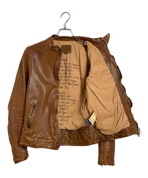 ISAMU KATAYAMA BACKLASH（イサムカタヤマ・バックラッシュ）ISAMU KATAYAMA BACKLASH (イサムカタヤマ・バックラッシュ) ドイツカーフ製品染めシングルライダースジャケット　日本 ブラウン サイズ:2の古着・服飾アイテム