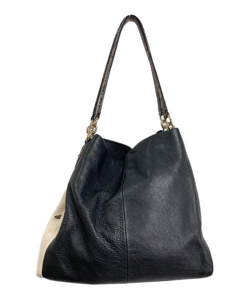 COACH（コーチ）COACH (コーチ) フィービー トートバッグ ホワイト×ブラック サイズ:実寸参照の古着・服飾アイテム