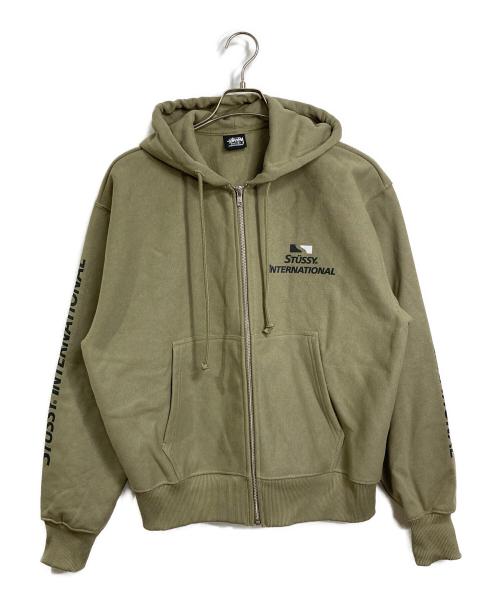stussy（ステューシー）stussy (ステューシー) international ジップアップパーカー カーキ サイズ:Sの古着・服飾アイテム