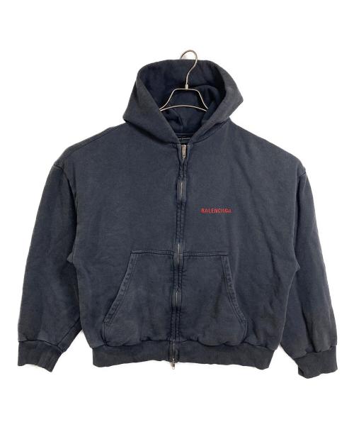 BALENCIAGA（バレンシアガ）BALENCIAGA (バレンシアガ) クロップドジップアップパーカー　ジップパーカー　フーディ グレー サイズ:Sの古着・服飾アイテム