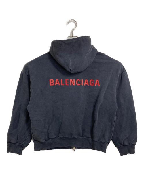 BALENCIAGA（バレンシアガ）BALENCIAGA (バレンシアガ) クロップドジップアップパーカー　ジップパーカー　フーディ グレー サイズ:Sの古着・服飾アイテム
