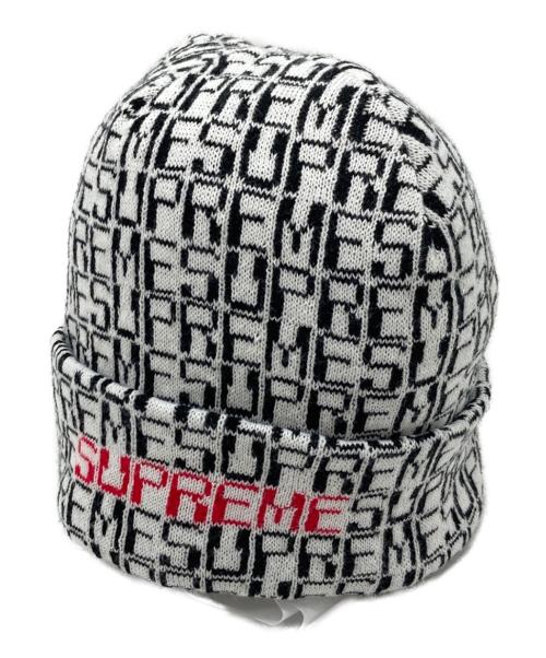 SUPREME（シュプリーム）Supreme (シュプリーム) Supreme Digital Beanie ニット帽　アクリル帽　19FW ホワイト×ブラック サイズ:実寸参照の古着・服飾アイテム