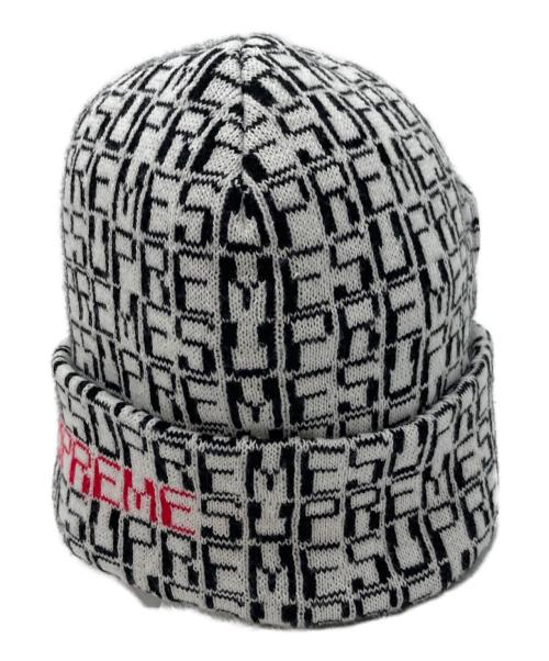 SUPREME（シュプリーム）Supreme (シュプリーム) Supreme Digital Beanie ニット帽　アクリル帽　19FW ホワイト×ブラック サイズ:実寸参照の古着・服飾アイテム