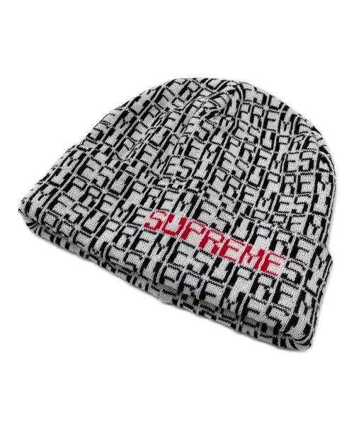 SUPREME（シュプリーム）Supreme (シュプリーム) Supreme Digital Beanie ニット帽　アクリル帽　19FW ホワイト×ブラック サイズ:実寸参照の古着・服飾アイテム