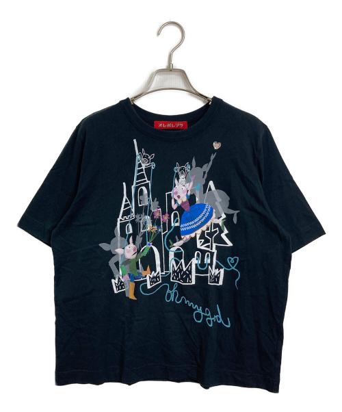 OLLEBOREBLA（アルベロベロ）OLLEBOREBLA (アルベロベロ) ぶたさんプリントTシャツ　コットンTシャツ ブラック サイズ:FREEの古着・服飾アイテム