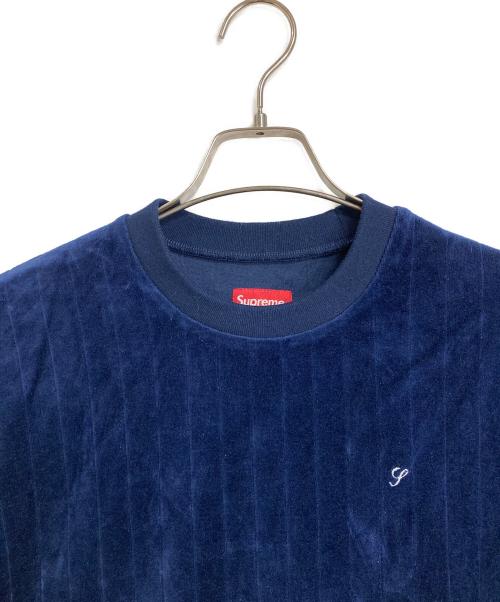 SUPREME（シュプリーム）Supreme (シュプリーム) ベロアクルーネックスウェット　 ネイビー サイズ:Mの古着・服飾アイテム