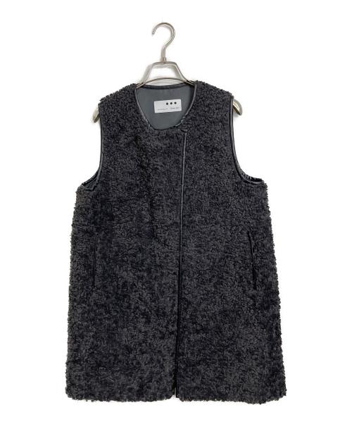 THREE DOTS（スリードッツ）THREE DOTS (スリードッツ) プードルボアパイピングベスト グレー サイズ:Sの古着・服飾アイテム
