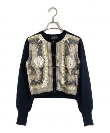 ETRO（エトロ）の古着「ウールシルク切替ニットカーディガン　イタリア製」｜ブラック
