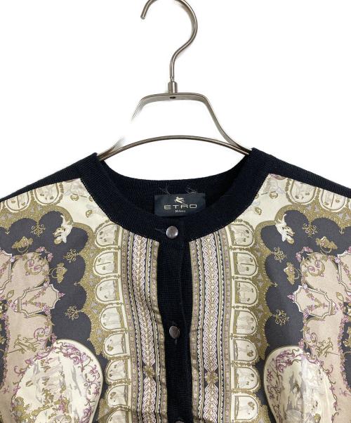 ETRO（エトロ）ETRO (エトロ) ウールシルク切替ニットカーディガン　イタリア製 ブラック サイズ:40の古着・服飾アイテム