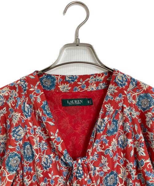 LAUREN RALPH LAUREN（ローレン ラルフ ローレン）LAUREN RALPH LAUREN (ローレン ラルフ ローレン) 花柄ノースリーブブラウス　フラワープリント レッド サイズ:XSの古着・服飾アイテム