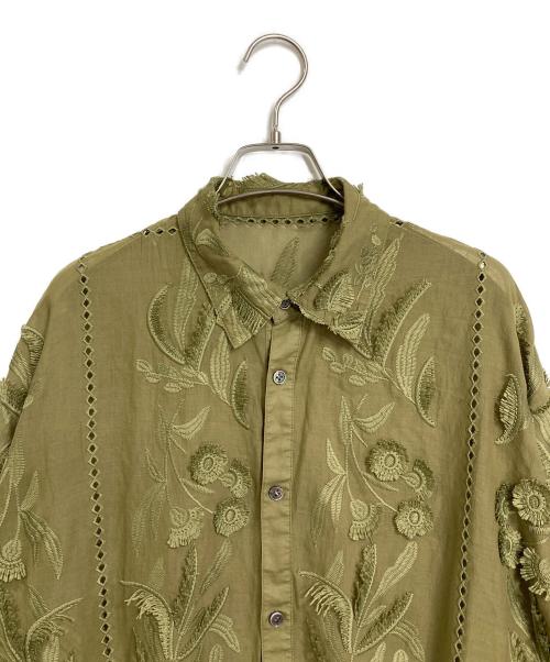 TOLIGHT（トライト）tolight (トライト) JOURNAL STANDARD (ジャーナルスタンダード) フリンジレースシャツ カーキ サイズ:実寸参照の古着・服飾アイテム