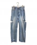 Sea Room lynnシールームリン）の古着「サイドカットデニムパンツ」｜ブルー