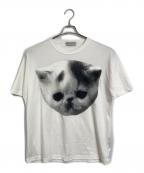 SHAUN SAMSONショーンサムソン）の古着「猫プリントTシャツ　S/Sカットソー　半袖カットソー　Tee  米国製　コムデギャルソン取扱」｜ホワイト