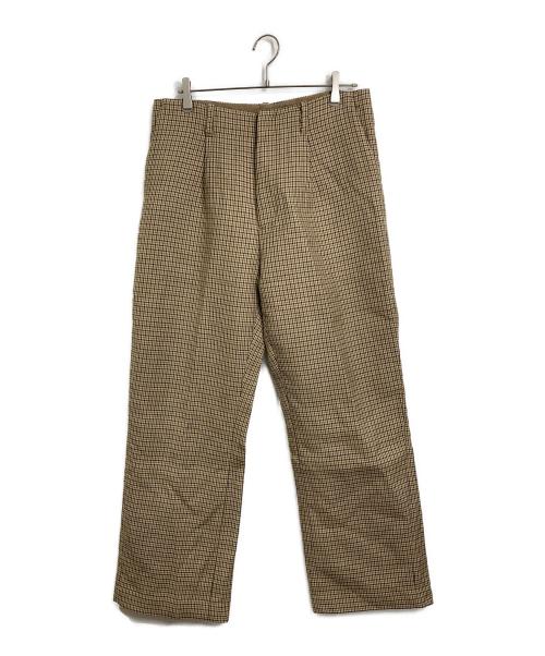 AURALEE（オーラリー）AURALEE (オーラリー) GUNCLUB CHECK PANTS  ガンクラブチェックパンツ　ワイドパンツ　ウールパンツ　日本製 ベージュ サイズ:5の古着・服飾アイテム