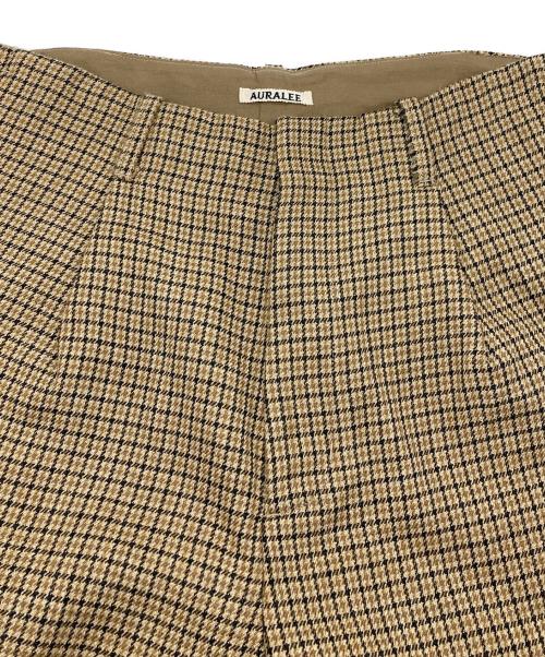 AURALEE（オーラリー）AURALEE (オーラリー) GUNCLUB CHECK PANTS  ガンクラブチェックパンツ　ワイドパンツ　ウールパンツ　日本製 ベージュ サイズ:5の古着・服飾アイテム