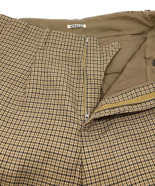 AURALEE（オーラリー）AURALEE (オーラリー) GUNCLUB CHECK PANTS  ガンクラブチェックパンツ　ワイドパンツ　ウールパンツ　日本製 ベージュ サイズ:5の古着・服飾アイテム
