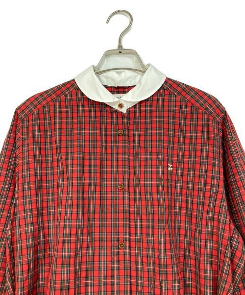 CHILD WOMAN（チャイルドウーマン）CHILD WOMAN (チャイルドウーマン) タータンチェックシャツワンピース　日本製 レッド サイズ:FREEの古着・服飾アイテム