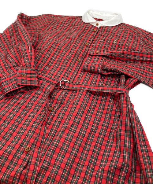 CHILD WOMAN（チャイルドウーマン）CHILD WOMAN (チャイルドウーマン) タータンチェックシャツワンピース　日本製 レッド サイズ:FREEの古着・服飾アイテム