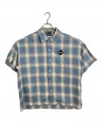 SOPH.ソフ）の古着「BIG LOGO S/S BAGGY SHIRT  ビッグ ロゴ ショートスリーブ バギー シャツ  半袖シャツ　チェックシャツ　日本製」｜ブルー