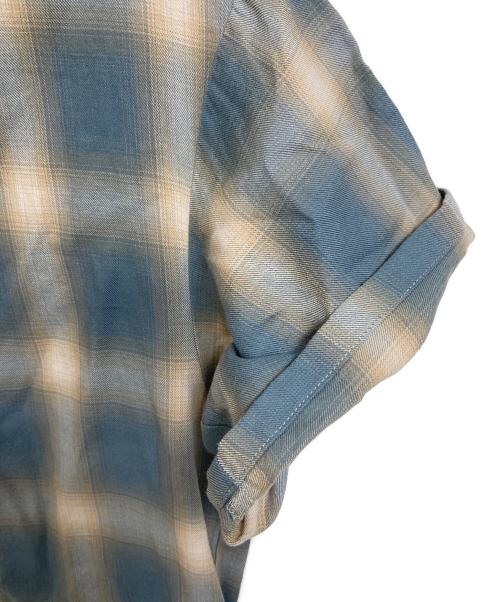 SOPH.（ソフ）SOPH. (ソフ) BIG LOGO S/S BAGGY SHIRT  ビッグ ロゴ ショートスリーブ バギー シャツ  半袖シャツ　チェックシャツ　日本製 ブルー サイズ:Sの古着・服飾アイテム