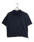 SOPHNET.ソフネット）の古着「HIGH GAUGE WAVE STRIPE HEM CORD S/S PULLOVER SHIRT ハイ ゲージ ウェーブ ストライプ ヘム コード ショートスリーブ プルオーバー シャツ 半袖シャツ　日本製」｜ブラック