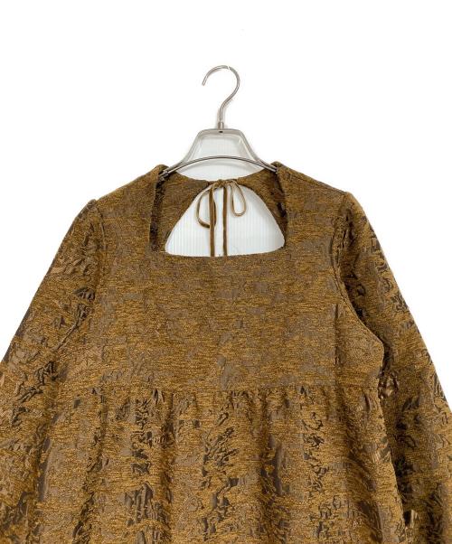 RAY BEAMS（レイ ビームス）RAY BEAMS (レイ ビームス) ジャカード スクエアネック ワンピース ブラウンの古着・服飾アイテム
