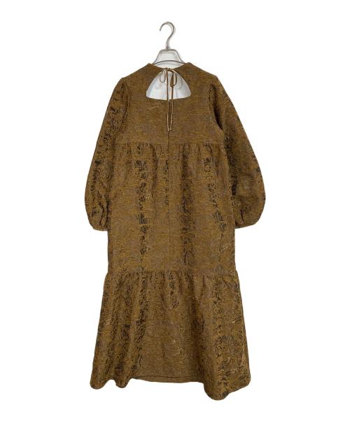 RAY BEAMS（レイ ビームス）RAY BEAMS (レイ ビームス) ジャカード スクエアネック ワンピース ブラウンの古着・服飾アイテム