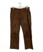 seven by sevenセブンバイセブン）の古着「LEATHER FLARE TROUSERS -GOAT SUEDE- ヤギ革」｜ブラウン