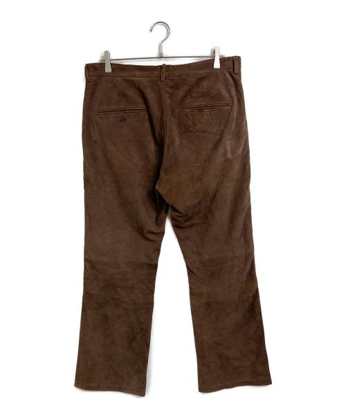 seven by seven（セブンバイセブン）SEVEN BY SEVEN (セブンバイセブン) LEATHER FLARE TROUSERS -GOAT SUEDE- ヤギ革 ブラウン サイズ:Lの古着・服飾アイテム