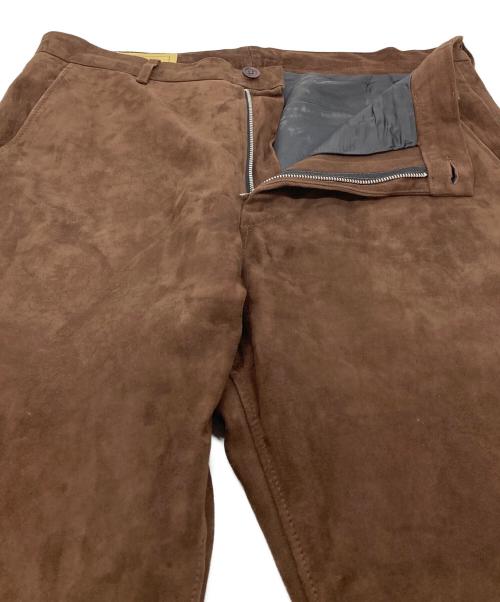 seven by seven（セブンバイセブン）SEVEN BY SEVEN (セブンバイセブン) LEATHER FLARE TROUSERS -GOAT SUEDE- ヤギ革 ブラウン サイズ:Lの古着・服飾アイテム