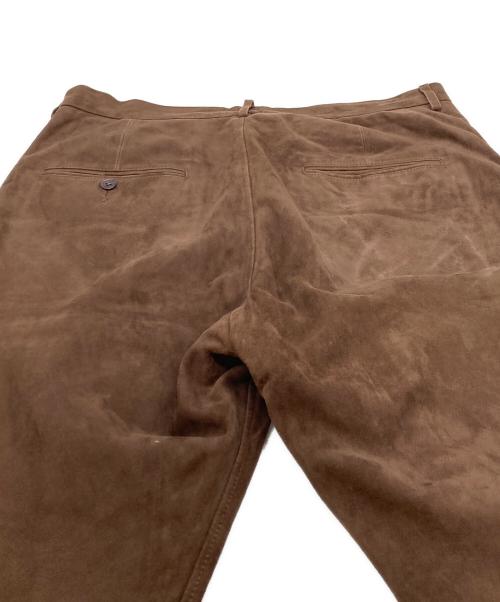 seven by seven（セブンバイセブン）SEVEN BY SEVEN (セブンバイセブン) LEATHER FLARE TROUSERS -GOAT SUEDE- ヤギ革 ブラウン サイズ:Lの古着・服飾アイテム