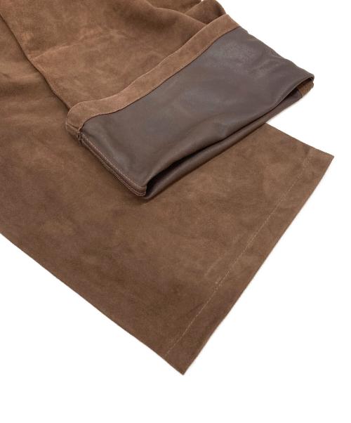 seven by seven（セブンバイセブン）SEVEN BY SEVEN (セブンバイセブン) LEATHER FLARE TROUSERS -GOAT SUEDE- ヤギ革 ブラウン サイズ:Lの古着・服飾アイテム