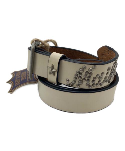 METAL JACKET（メタルジャケット）METAL JACKET (メタルジャケット) STEERHIDE STAR EMBLEM LONG BELT   ステアハイドスターエンブレムロングベルト ベルト　日本製 ホワイト サイズ:30の古着・服飾アイテム