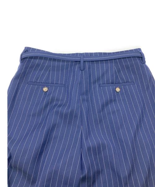 POLO RALPH LAUREN（ポロ・ラルフローレン）POLO RALPH LAUREN (ポロ・ラルフローレン) ストライプベルトパンツ ワイドパンツ　ウールパンツ ネイビー サイズ:8の古着・服飾アイテム