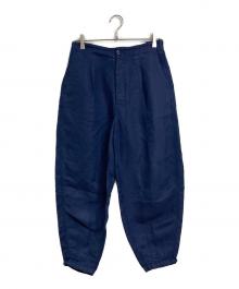 POLO RALPH LAUREN（ポロ・ラルフローレン）の古着「PLEATED LINEN BLEND TWILL PANT サーカスパンツ　リネンパンツ」｜ネイビー