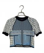 Mame Kurogouchiマメクロゴウチ）の古着「Geometric Pattern Knitted Top 25SS」｜ブルー