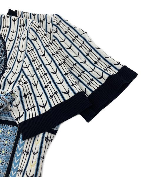 Mame Kurogouchi（マメクロゴウチ）mame kurogouchi (マメクロゴウチ) Geometric Pattern Knitted Top 25SS ブルー サイズ:2の古着・服飾アイテム