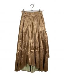 MAISON SPECIAL（メゾンスペシャル）の古着「Coding Volume Skirt レザースカート」｜ベージュ