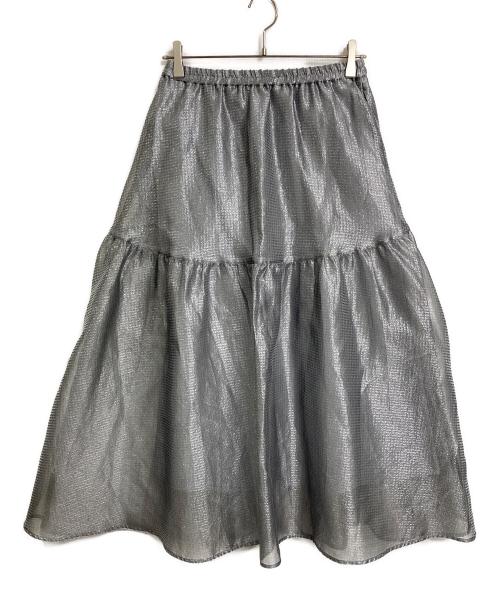 UNITED ARROWS（ユナイテッドアローズ）UNITED ARROWS (ユナイテッドアローズ) スケルトンシャインジャガードスカート グレー サイズ:38の古着・服飾アイテム