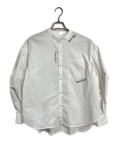 OMMO（オーエムエムオー）OMMO (オーエムエムオー) SQUARE GATHER SLEEVE SHIRT ホワイト サイズ:実寸参照の古着・服飾アイテム