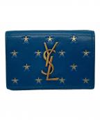 Saint Laurent Parisサンローランパリ）の古着「スター柄コンパクトウォレット　ミニ財布　三つ折り財布」｜ブルー