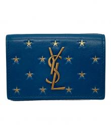 Saint Laurent Paris（サンローランパリ）の古着「スター柄コンパクトウォレット　ミニ財布　三つ折り財布」｜ブルー