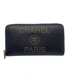 CHANEL（シャネル）の古着「ドーヴィル キャビアスキンロングウォレット」｜ブラック