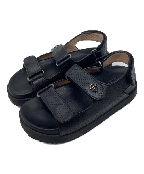 GUCCI（グッチ）GUCCI (グッチ) ダブルG シャークソール ストラップ サンダル ブラック サイズ:36  1/2の古着・服飾アイテム