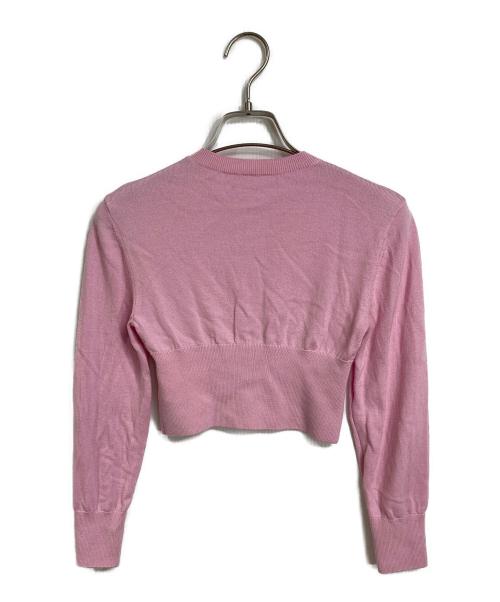 ALEXANDER WANG（アレキサンダー・ワン）ALEXANDER WANG (アレキサンダー・ワン) WANG ロゴ クルーネック ウール シュランケン カーディガン ピンク サイズ:Sの古着・服飾アイテム
